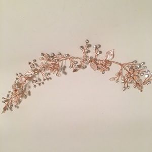 Bridal headband, rose gold, crystals & pearls